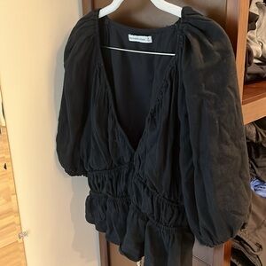 Abercrombie & Fitch Short sleeve linen blend babydoll top